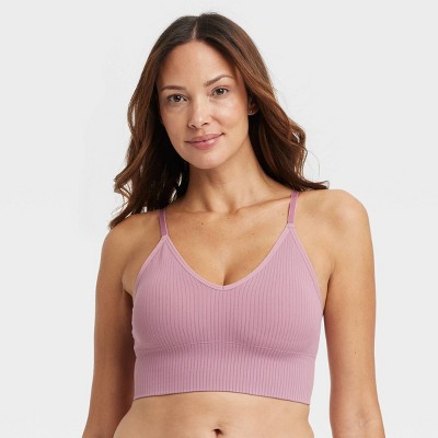 Women's Ribbed Seamless Longline Bralette - Auden™ Mauve XS