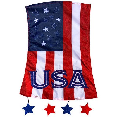 Patriotic Red and Blue Polyester Garden Flag with Stars