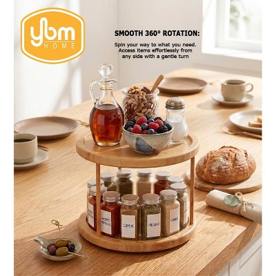 YBM Home Bamboo Wooden Non-Skid Spinner for Kitchen, Pantry, Fridge, Cupboards, or Counter Organizing, Fully Rotating Organizer — фото 4