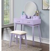 Liannon Contemporary Wood Vanity and Stool Set, Purple - 2 of 4