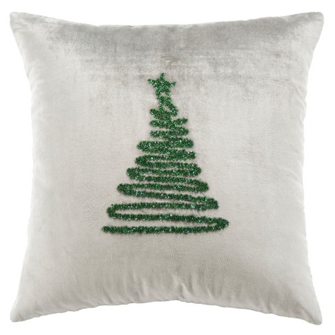 Safavieh Winter Tree Pillow ,Red/Silver