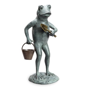 SPI Home Green Thumb Frog Garden Sculpture – Whimsical Metal Yard Art, Handcrafted Outdoor Decor - 1 of 3