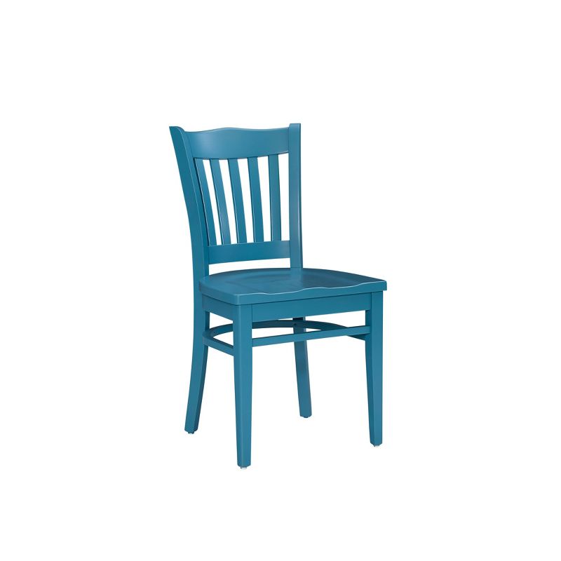Set of 2 Quinn Slat Back Farmhouse Side Chairs Teal - Linon, 4 of 13