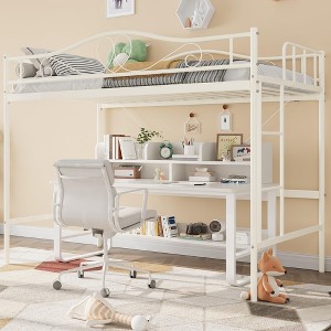 COZONY Loft Bed Twin with Adjustable Ladder, Heavy Duty Metal Frame 400 Lbs Capacity Safety Guardrail - 1 of 4