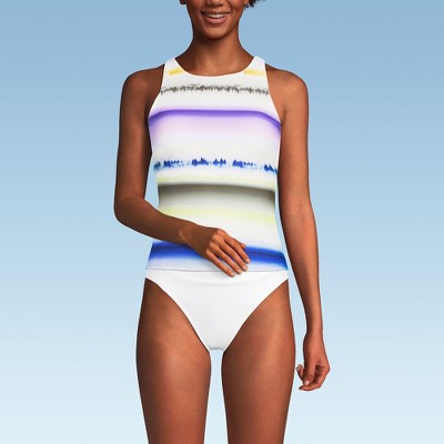 Lands' End Women's Mastectomy Tugless High Neck Strappy Back Tankini Swimsuit Top