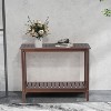 Okak Vintage Wooden Console Table with Bottom Shelf, Entryway Table with Stripe Design, Accent Table for Living Room, Hallway, Brown - 2 of 4