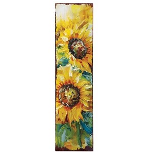 HomeRoots 36"  Yellow Brown And Green Sunflowers Solid Wood Porch Sign - 1 of 4