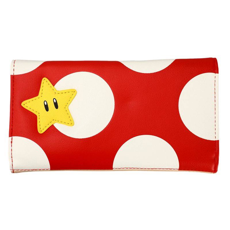 Super Mario Red Mushroom design Juniors Flap Women's Tri-fold Girls Wallet, 2 of 4