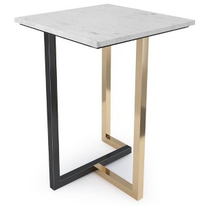 Dobson Marble Side Table White - WyndenHall: Gold Frame, Modern Bedside or End Table, Mid-Century Design - 1 of 4