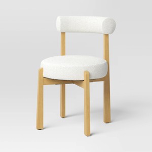 Sculptural Upholstered and Wood Dining Chair Cream Boucle - Threshold™ - 1 of 4