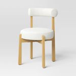 Sculptural Upholstered and Wood Dining Chair Cream - Threshold™