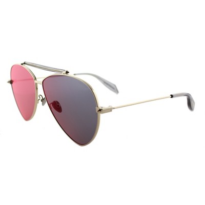 Alexander McQueen  004 Unisex Aviator Sunglasses Gold 63mm