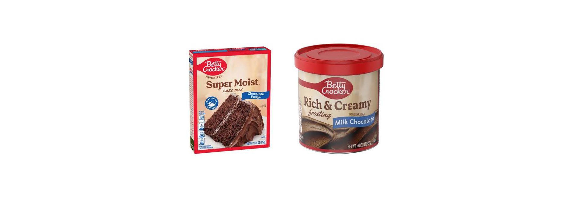 Betty Crocker 13.25oz Chocolate Fudge Super Moist Cake Mix + 16oz Rich and Creamy Milk Chocolate Frosting