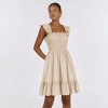 Knit & Lounge Women’s Smocked Mini Dress Ruffle Shoulder Square Neck Flowy Hem Soft Lightweight Fabric - 4 of 4