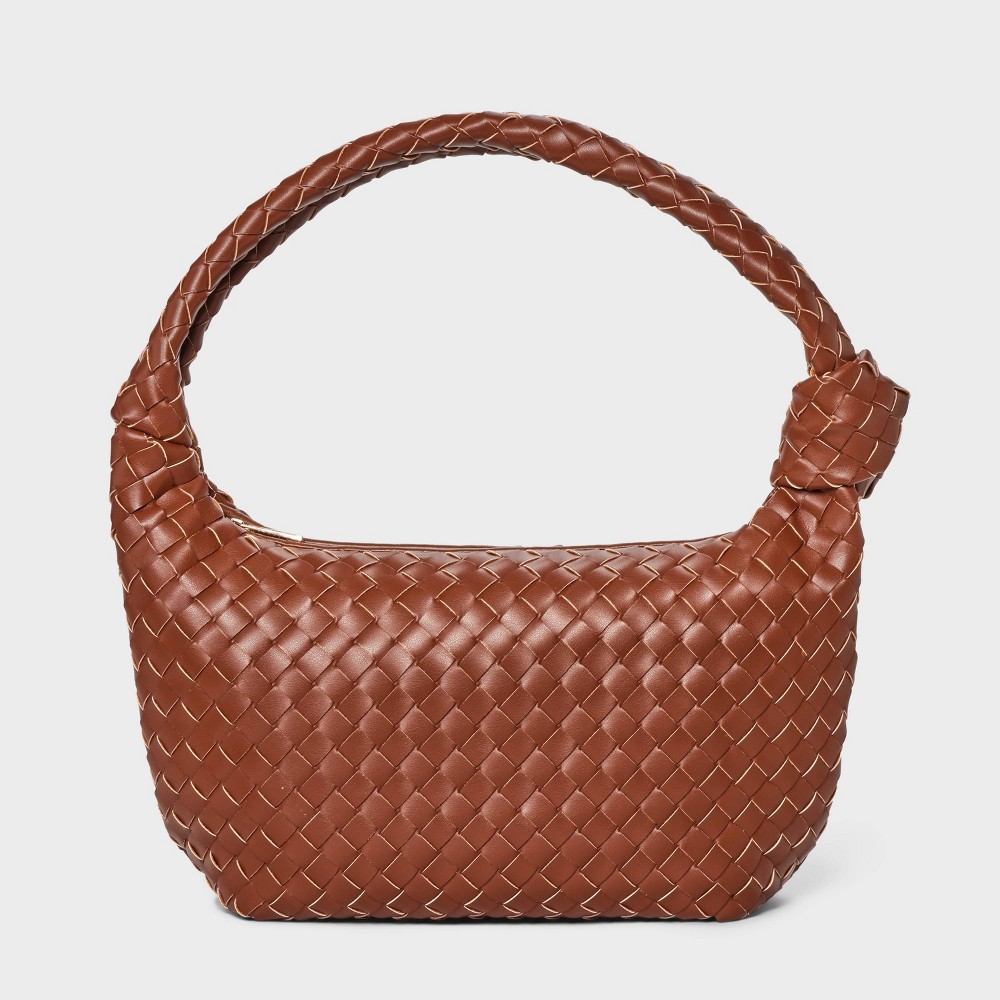 Photos - Women Bag Woven Slouchy Shoulder Bag - A New Day™ Brown