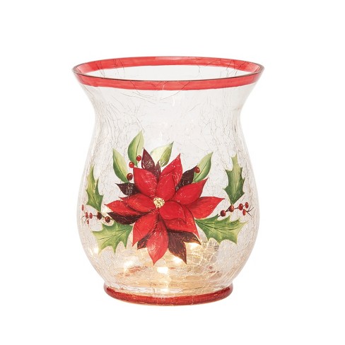 Transpac Glass 5.91 In. Multicolored Christmas Light Up Crackle