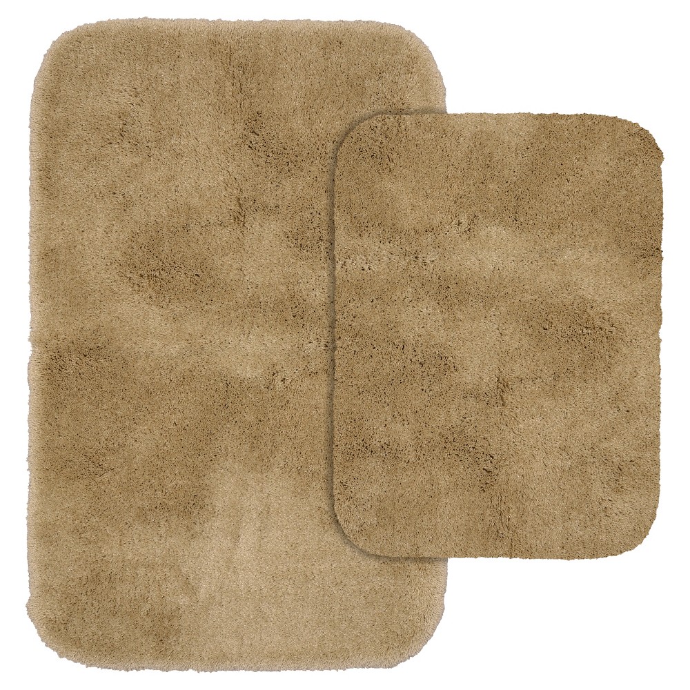 Photos - Bath Mat 2pc Finest Luxury Ultra Plush Washable Nylon Bath Rug Set Taupe - Garland