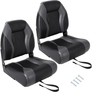 2 Pack High Back Folding Boat Seats, Comfortable Fishing Boat Chairs with Thick Cushion Padding and Hinged Design, Durable Marine Seating - 1 of 4