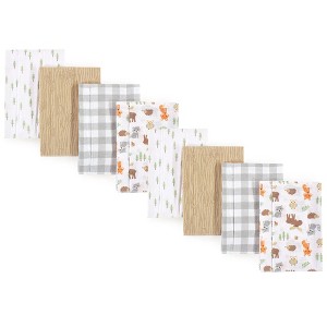 Hudson Baby Boys and Girls Cotton Poly Flannel Burp Cloths 8-Pack, One Size - 1 of 1