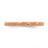 Black Bow Jewelry 2mm Sterling Silver 14k Rose Gold Plated Stackable Flower Band - 3 of 4
