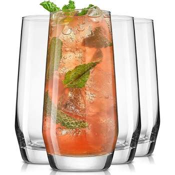 JoyJolt Gwen Highball Glasses - Set of 4 Drinking Glasses Lead-Free Crystal Cocktail Glassware - 18oz