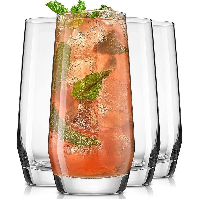 JoyJolt Gwen Highball Glasses - Set of 4 Drinking Glasses Lead-Free Crystal Cocktail Glassware - 18oz, 1 of 10