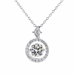 HONGGE Elegant Moissanite Halo Pendant Necklace for Women – S925 Sterling Silver, Brilliant Cut Center Stone, Platinum Plated - 1 of 4