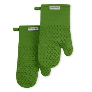 KITCHENAID Asteroid Oven Mitt 2-Pack Set, Matcha Green, 7"x12.5" - 1 of 4