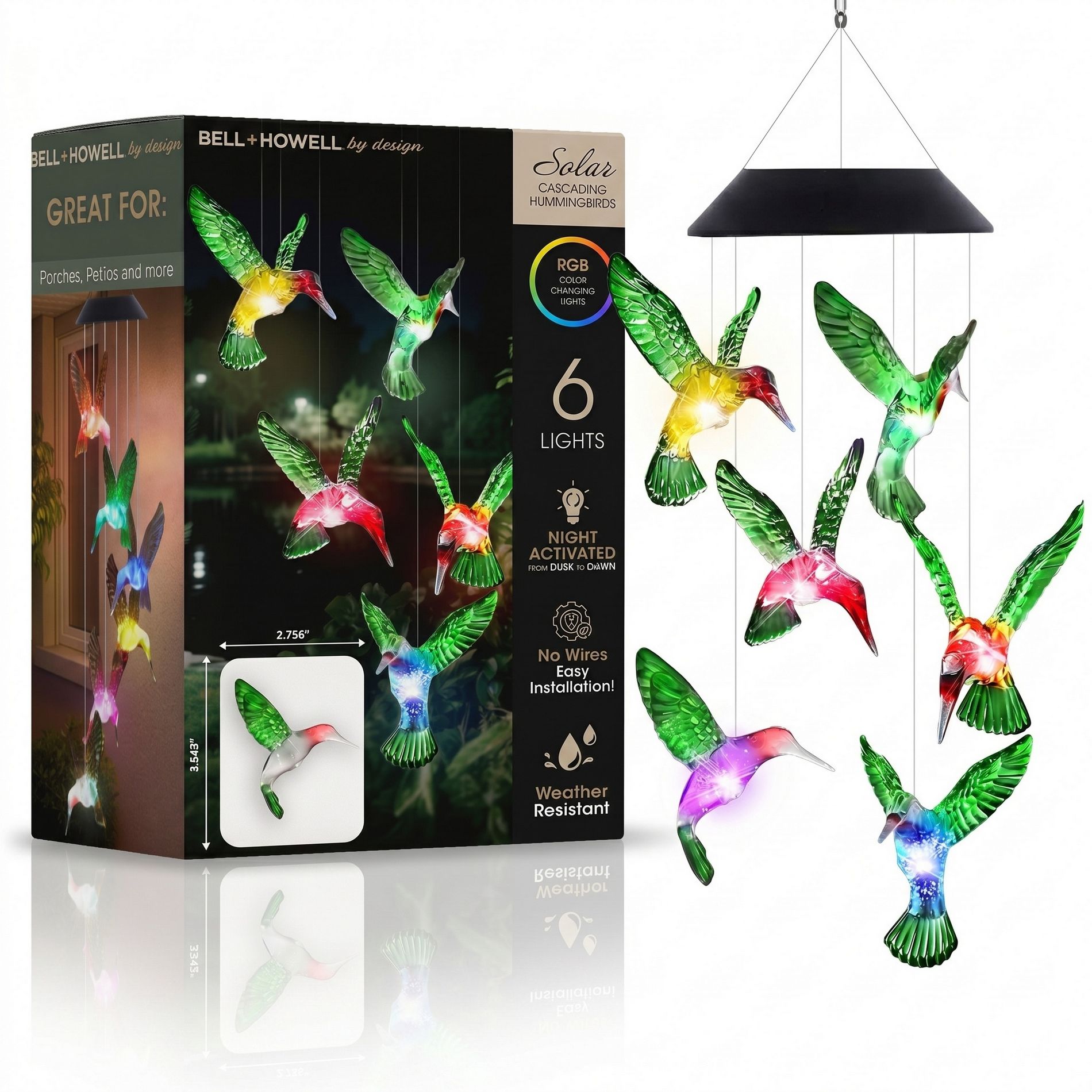 Bell + Howell Solar Hummingbird RGB Color Changing LED Outdoor Garden Stake Lights Weather Resistant Décor