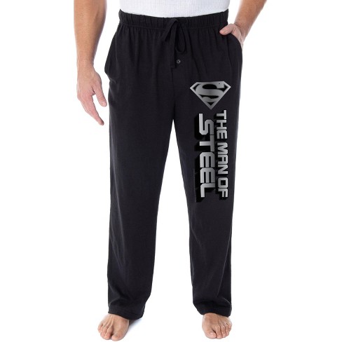 DC Comics Men's Superman The Man Of Steel Script Loungewear Pajama Pants  (LG) Black