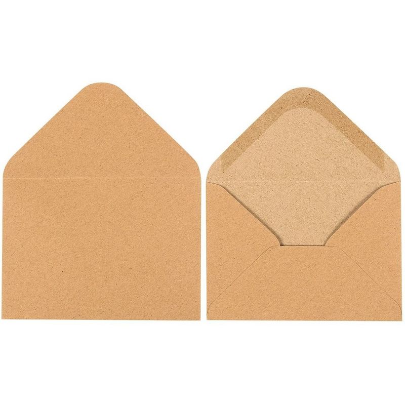 Juvale 100-Pack A1 Brown Kraft Paper Envelopes 5 x 3 Gummed Seal V-Flap for Invitation Greeting Cards, 3 of 6