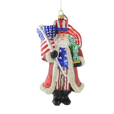 Huras 7.75" Uncle Sam Santa Ornament Patriotic Liberty Flag  -  Tree Ornaments