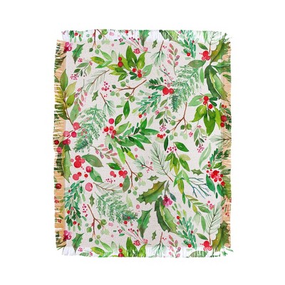 Ninola Design Christmas Nature Botanical 56"x46" Woven Throw Blanket - Deny Designs