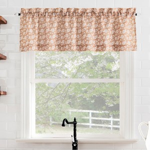 No. 918 1pc 54"x14" Mistral Floral Print Semi-Sheer Rod Pocket Kitchen Curtain Valance Terracotta - 1 of 4