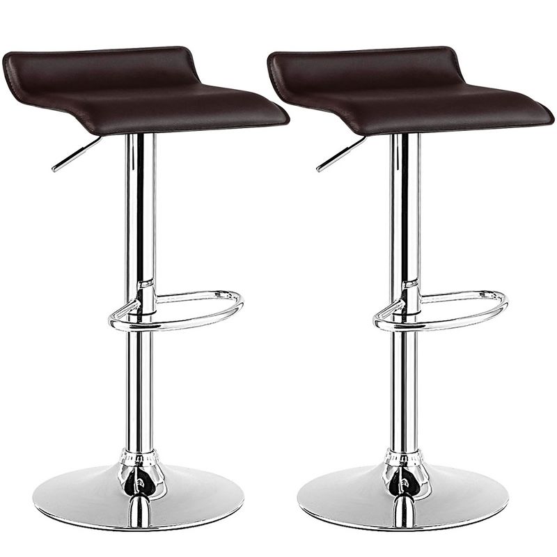 Costway Set of 2 Swivel Bar Stool PU Leather Adjustable Kitchen Counter Bar Chair Coffee, 1 of 11