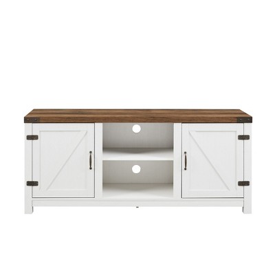 NicBex TV Stands for 65 inch TV, Farmhouse Entertainment Center with 2 Barn Doors and 2 Shelves,TV Console for Living Room, Bedroom, Home,White