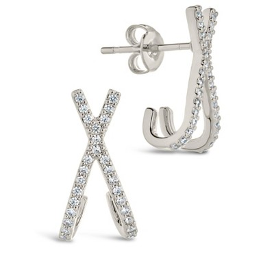 SHINE by Sterling Forever Katie CZ Cross Stud Earrings