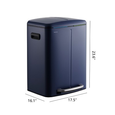 Denim Blue Stainless Steel 10.6-Gallon Step Trash Can