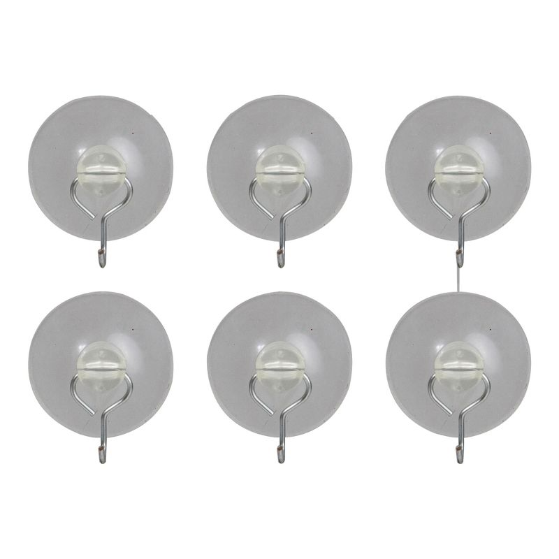 Northlight Pack of 6 Clear Suction Cups with Hook 1.25", 3 of 5