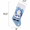 Classic 19 inch Blue Stockings Set of 3 with White Decor Velvet Applique Snow Stockings Fireplace Decorations Santa Snowman - 3 of 4