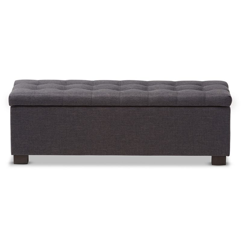 Roanoke Modern And Contemporary Fabric Upholstered Grid - Tufting Storage Ottoman Bench - Baxton Studio, 4 of 10