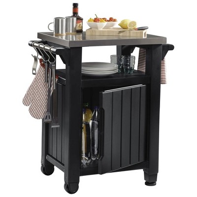Gray Stainless Steel 35" Outdoor Bar Table with Storage