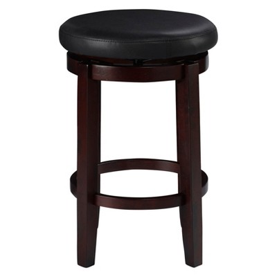 Maya 24" Black Faux Leather Swivel Counter Stool