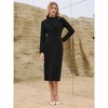 INSPIRE CHIC Women's Elegant Pencil Lapel V Neck Long Sleeve 2025 Trendy Work Knee Length Dresses - 3 of 4