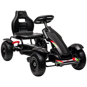 Kids Pedal Go Kart with Adjustable Seat, Handbrake, Freewheel Control & Non-Slip Rubber Wheels – Black - 1 of 4