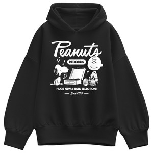 Women's Peanuts Snoopy Charlie Brown Records Oversized Fleece
