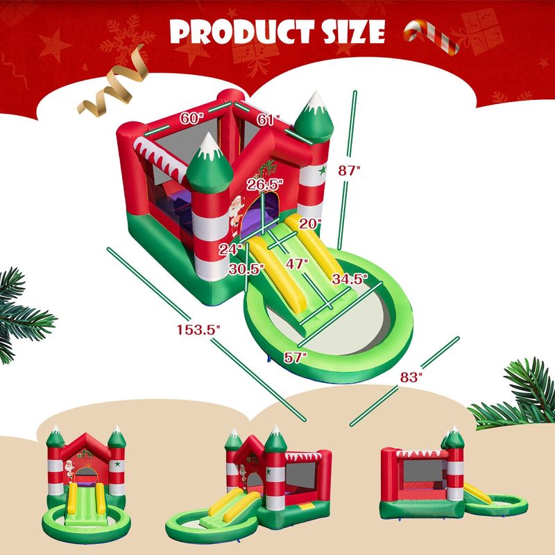 Costway Inflatable Bounce House Kids Christmas w/ Slide & Trampoline & Pool Without Blower, 2 of 11