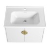 Modern bathroom vanity with ceramic sink, soft-close doors, and scratch-resistant glossy white finish. - 3 of 4