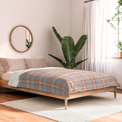 Little Arrow Design Co Fall Plaid Warm Neutrals Comforter Set Orange/Blue - Deny Designs