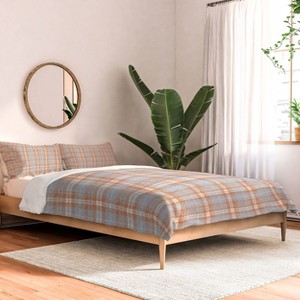 Little Arrow Design Co Fall Plaid Warm Neutrals Comforter Set Orange/Blue - Deny Designs - 1 of 4